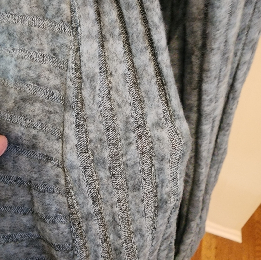 Cozy Open-Front Ribbed Cardigan Sweater - Blue - Picture 2 of 6